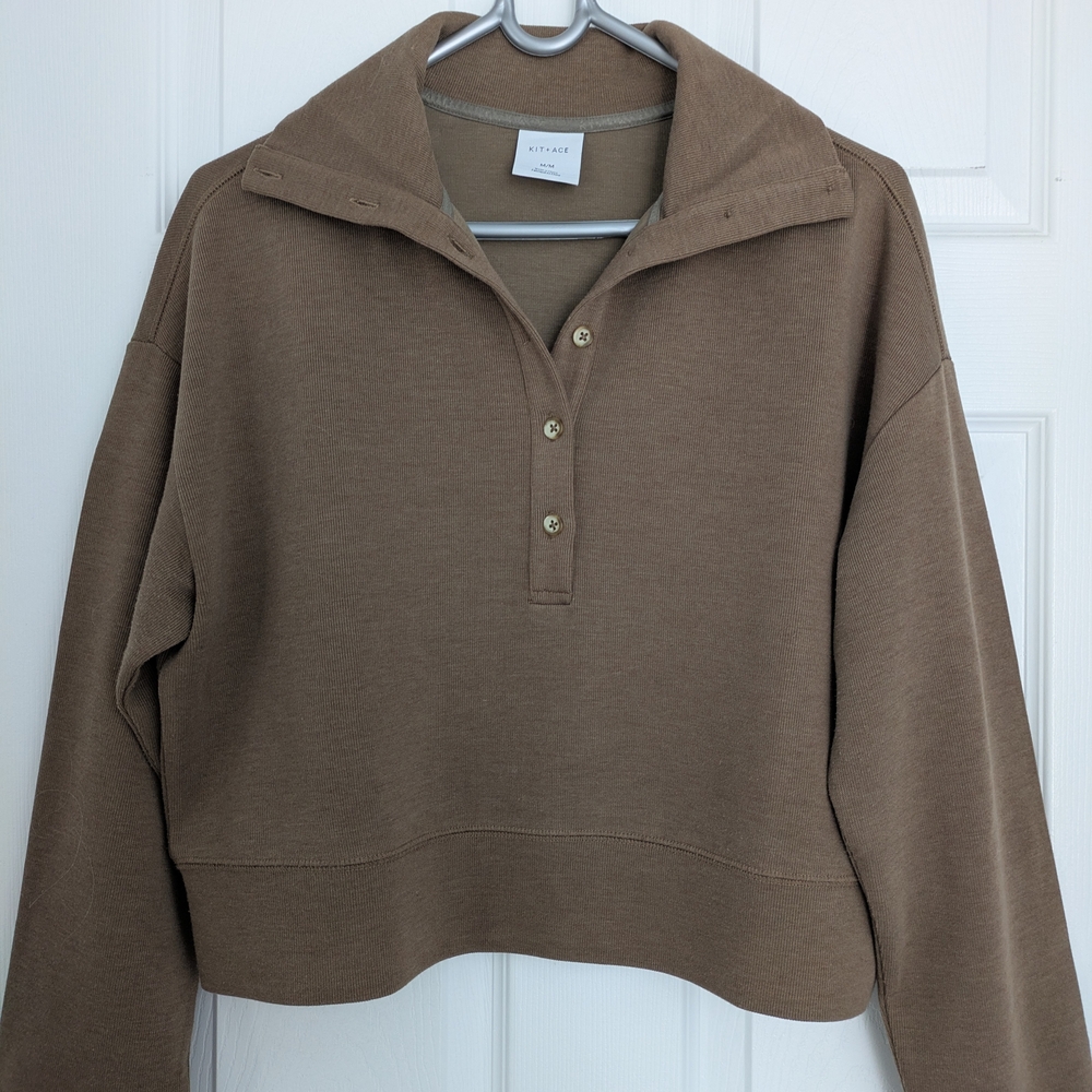 Kit and Ace Brown Pullover Polo Sweater
